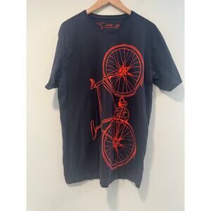 NEW Vital Industries T-Shirt Vertical Bicycle Print Pop Art Black Red Large JL